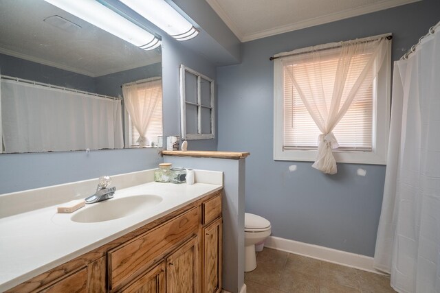 1539 Old Florence Rd, Lawrenceburg, TN 38464 - full bathroom with vanity, tile patterned floors, crown molding, and a shower with curtain