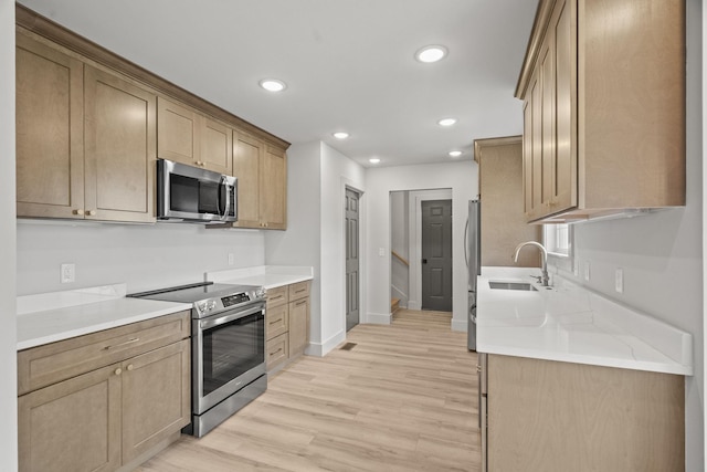 165 Lear Rd, Portland, TN 37148 - kitchen with appliances with stainless steel finishes, recessed lighting, light wood-type flooring, and light countertops