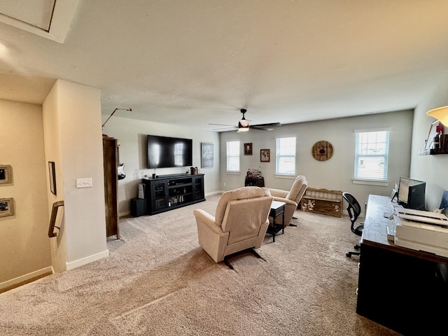 1229 Inverness Pass, Lebanon, TN 37087 - carpeted living area with a ceiling fan and baseboards