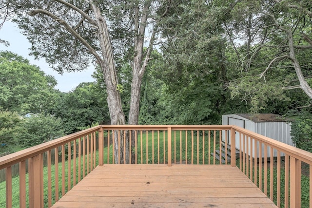 4921 Shihmen Dr, Antioch, TN 37013 - deck featuring a storage unit and a yard