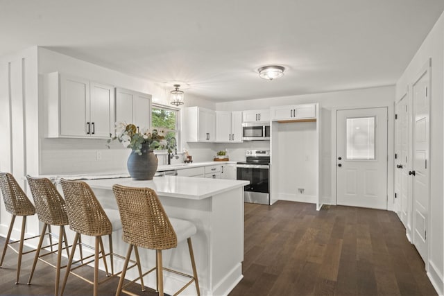 5670 Lakeview Rd, Springfield, TN 37172 - kitchen with appliances with stainless steel finishes, a peninsula, a kitchen bar, and light countertops