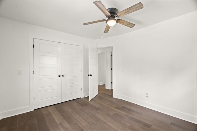 5670 Lakeview Rd, Springfield, TN 37172 - unfurnished bedroom with dark wood-style floors, a closet, and ceiling fan