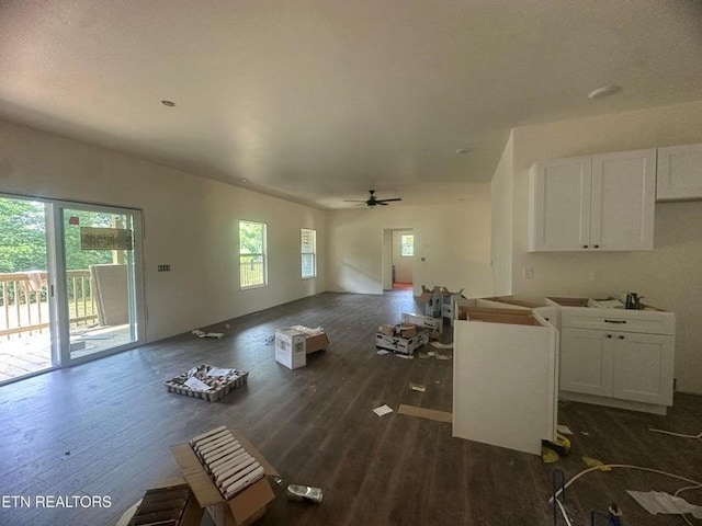 250 Old Grimsley Ct, Grimsley, TN 38565 - living area with dark wood finished floors and a ceiling fan