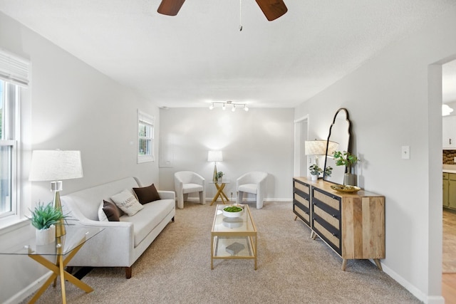 215 Patrick St, Estill Springs, TN 37330 - living area with light carpet and a ceiling fan