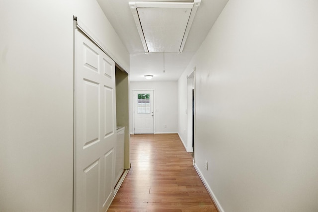 215 Patrick St, Estill Springs, TN 37330 - hallway with attic access and light wood finished floors