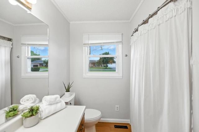 215 Patrick St, Estill Springs, TN 37330 - full bathroom featuring vanity, wood finished floors, crown molding, and a shower with curtain