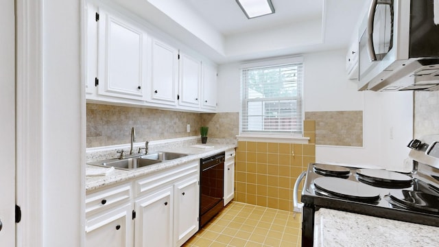 1002 E Northfield Blvd Unit G105, Murfreesboro, TN 37130 - kitchen featuring range with electric stovetop, dishwasher, white cabinetry, tile walls, and light tile patterned flooring