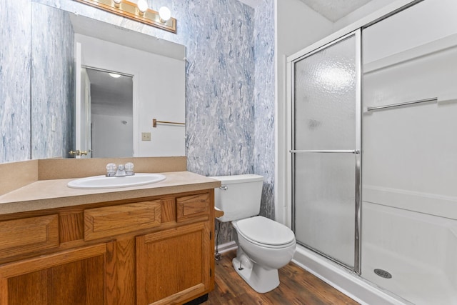2200 Rawls Rd, Greenbrier, TN 37073 - bathroom with vanity, wood finished floors, and a shower stall