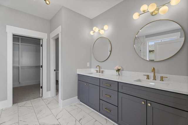6021 Riverview Dr, Pegram, TN 37143 - full bath featuring double vanity and marble finish flooring
