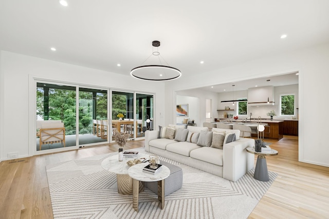 4045 Outer Dr, Nashville, TN 37204 - living area featuring light wood-style flooring and recessed lighting