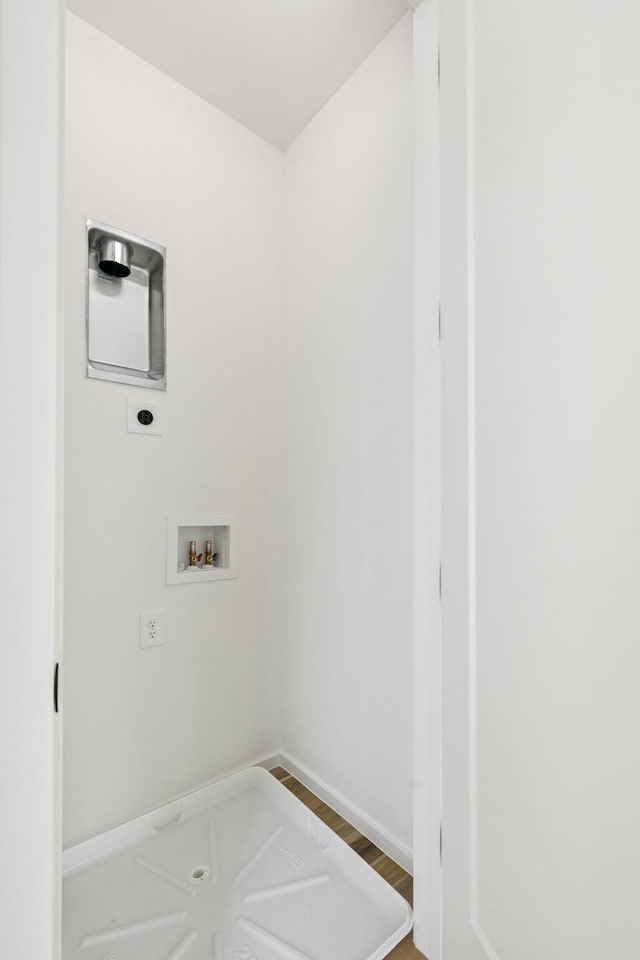 4045 Outer Dr, Nashville, TN 37204 - washroom featuring washer hookup, wood finished floors, and hookup for an electric dryer