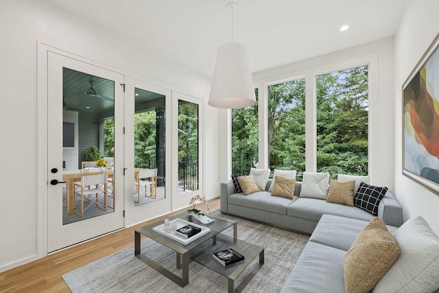 4045 Outer Dr, Nashville, TN 37204 - living area featuring wood finished floors and recessed lighting