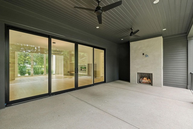 4045 Outer Dr, Nashville, TN 37204 - view of patio with a large fireplace and a ceiling fan