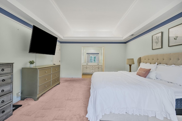 1903 Palmer Dr, Springfield, TN 37172 - bedroom with a raised ceiling, light colored carpet, crown molding, and ensuite bathroom