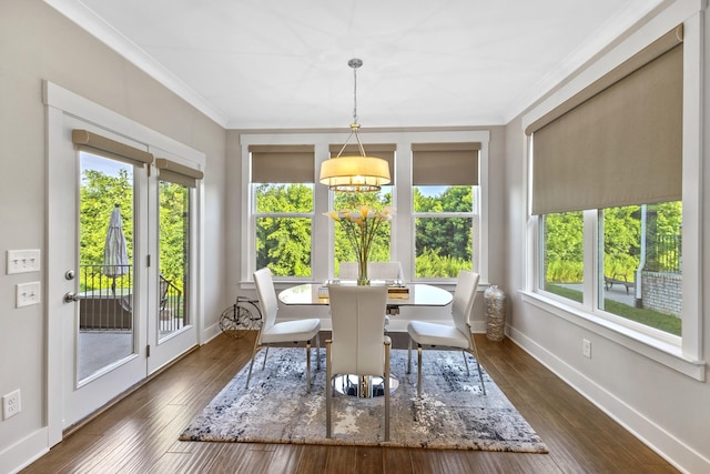 2030 Oliver Dr, Mount Juliet, TN 37122 - dining space with ornamental molding and dark wood-type flooring