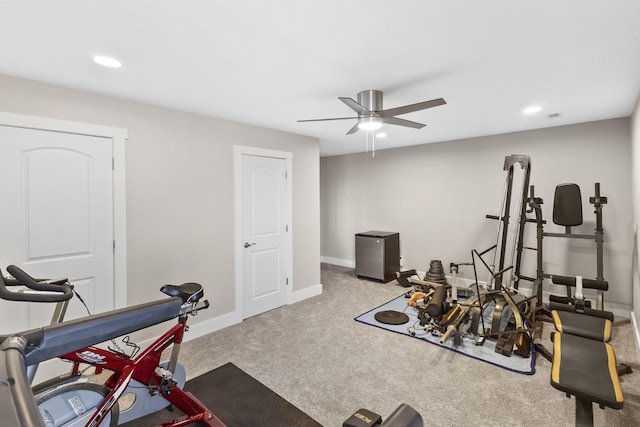 2030 Oliver Dr, Mount Juliet, TN 37122 - exercise room with ceiling fan, recessed lighting, and carpet flooring