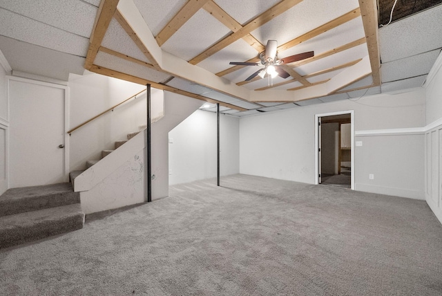 712 Green Valley Ct, Clarksville, TN 37042 - finished below grade area featuring stairway, carpet floors, and a ceiling fan