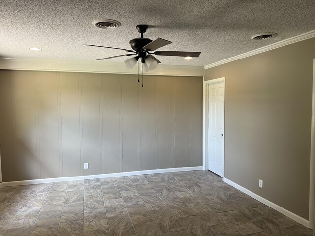 208 Skyline Dr, Red Boiling Springs, TN 37150 - empty room featuring ceiling fan, ornamental molding, and a textured ceiling
