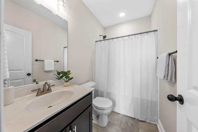 76 W High St, Clarksville, TN 37040 - bathroom featuring vanity, a shower with curtain, and tile patterned floors