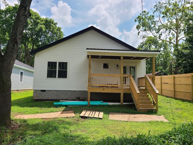 4211 Woods St, Old Hickory, TN 37138 - rear view of house with crawl space, stairs, and a deck