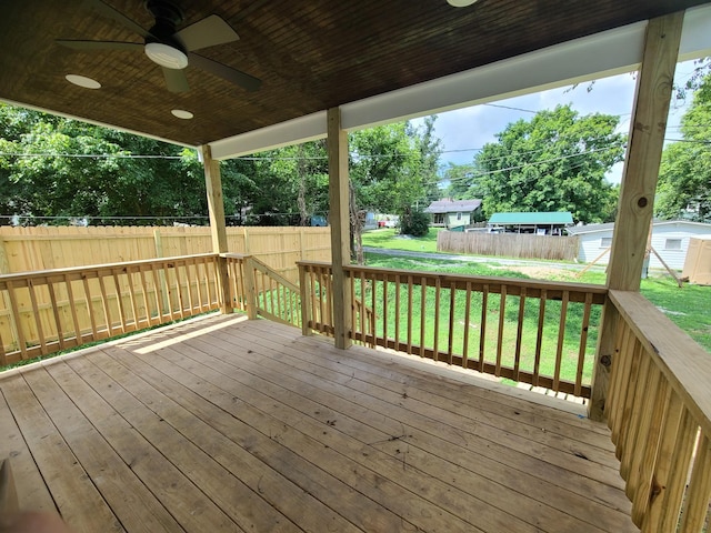 4211 Woods St, Old Hickory, TN 37138 - wooden deck featuring ceiling fan and a fenced backyard
