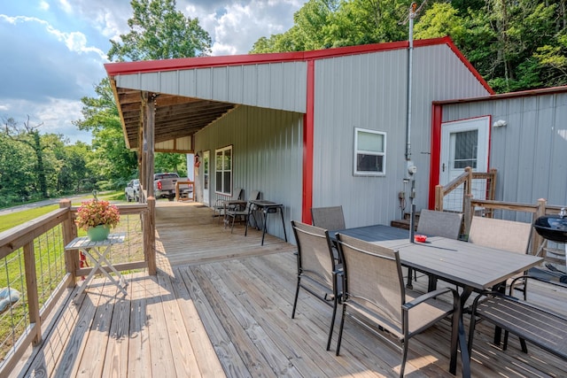 357 Providence Rd, Pulaski, TN 38478 - wooden terrace with outdoor dining space