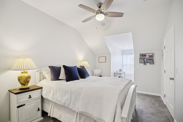 4858 Chelanie Cir, Murfreesboro, TN 37129 - bedroom featuring lofted ceiling, dark colored carpet, and a ceiling fan