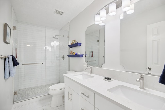 4858 Chelanie Cir, Murfreesboro, TN 37129 - full bathroom with a shower stall, double vanity, and marble look tiles