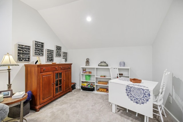 4858 Chelanie Cir, Murfreesboro, TN 37129 - playroom with lofted ceiling, light colored carpet, and an office area