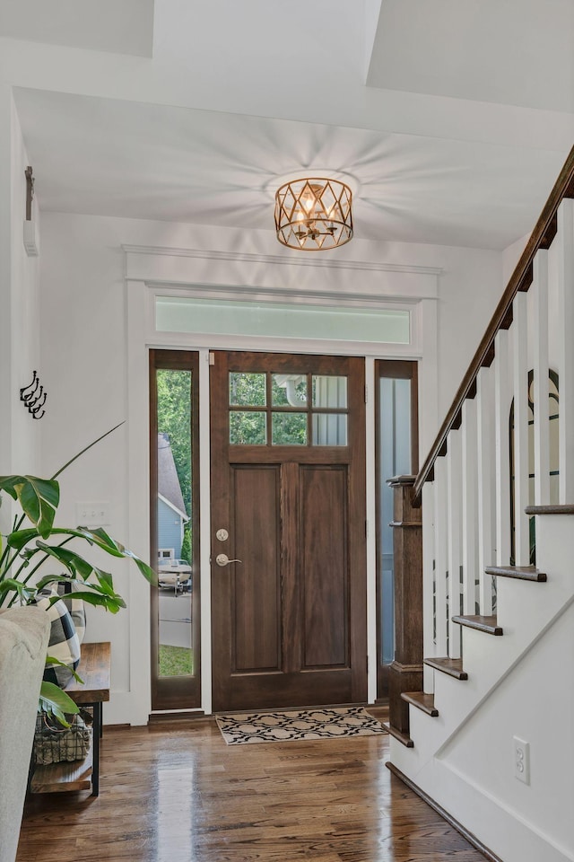 7106 Pepper Tree Cir, Fairview, TN 37062 - foyer with stairs and wood finished floors