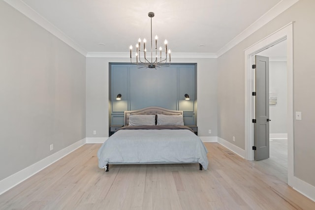 9409 Clovercroft Rd, Franklin, TN 37067 - bedroom featuring a chandelier, light wood-style flooring, and ornamental molding