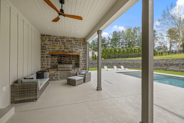 9409 Clovercroft Rd, Franklin, TN 37067 - view of patio with an outdoor kitchen and ceiling fan