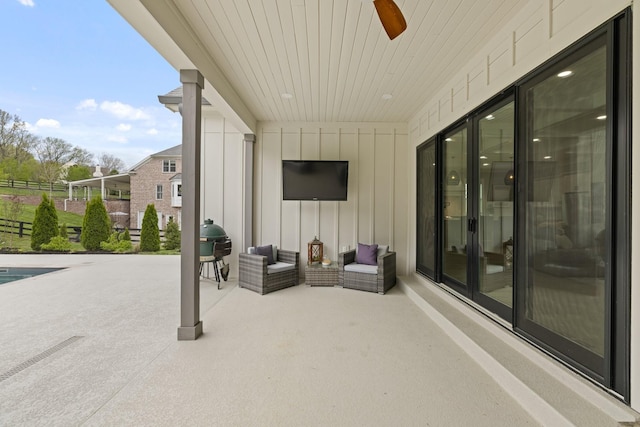 9409 Clovercroft Rd, Franklin, TN 37067 - view of patio with area for grilling and ceiling fan