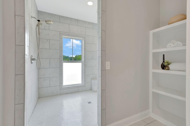 1268 S Tidwell Rd, Bon Aqua, TN 37025 - full bath with tiled shower, tile patterned flooring, and plenty of natural light