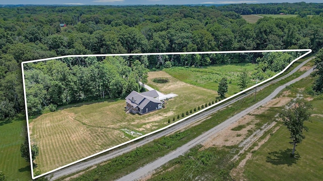 1268 S Tidwell Rd, Bon Aqua, TN 37025 - overview of rural landscape with property boundaries highlighted and a heavily wooded area