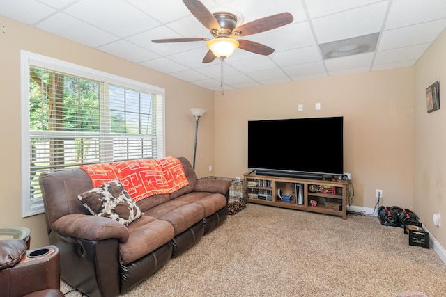 128 Thomas Traylor Ln, Clarksville, TN 37043 - carpeted living room with a paneled ceiling and ceiling fan