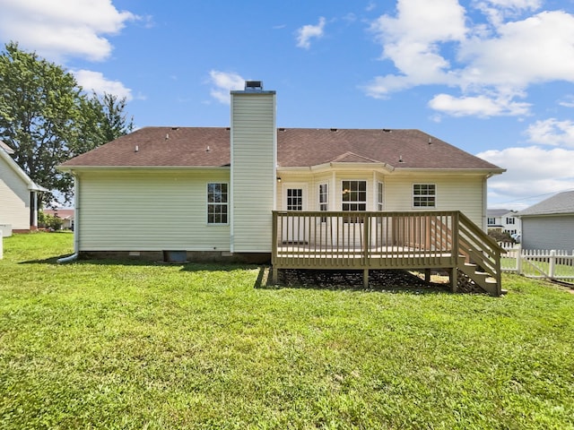 1333 Meredith Way, Clarksville, TN 37042 - rear view of house featuring a chimney, crawl space, and a wooden deck