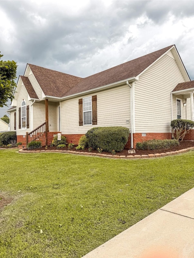 108 Easy St, Pulaski, TN 38478 - view of home's exterior with a lawn, roof with shingles, and crawl space