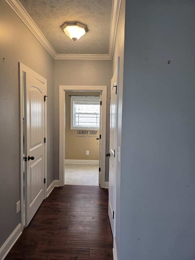 1215 Snowball Ln, Clarksville, TN 37042 - hall with wood-type flooring, ornamental molding, and a textured ceiling