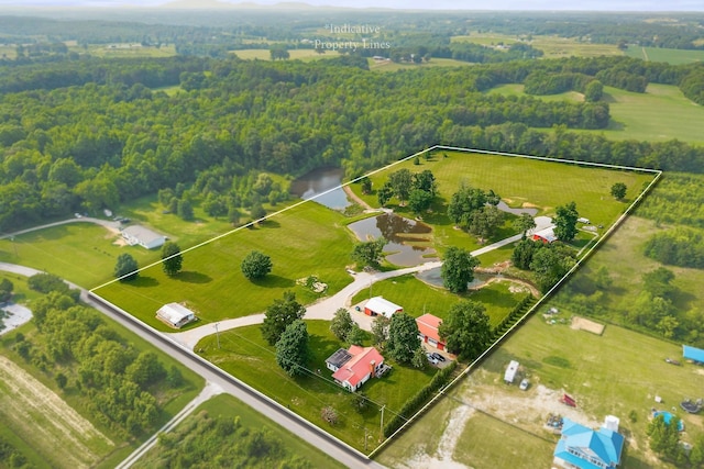 3510 Bybee Branch Rd, Mcminnville, TN 37110 - aerial view of property's location with property parcel outlined and a heavily wooded area