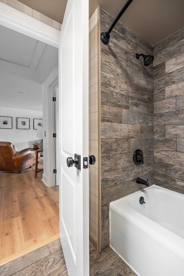 3510 Bybee Branch Rd, Mcminnville, TN 37110 - bathroom featuring washtub / shower combination and wood finished floors