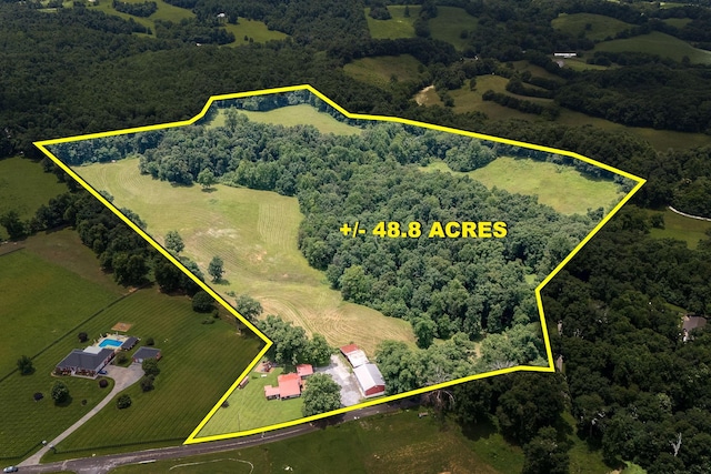540 Powell Hollow Rd, Tullahoma, TN 37388 - aerial view of sparsely populated area featuring property parcel outlined