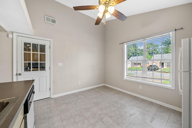 529 Southwind Dr, Hopkinsville, KY 42240 - unfurnished dining area featuring ceiling fan and light tile patterned floors
