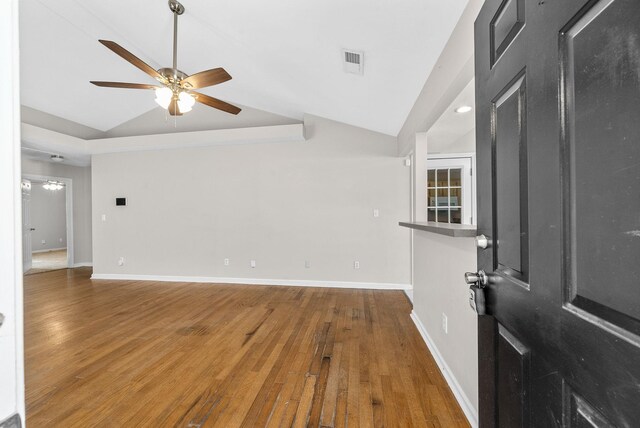 529 Southwind Dr, Hopkinsville, KY 42240 - entryway featuring lofted ceiling, ceiling fan, and wood finished floors