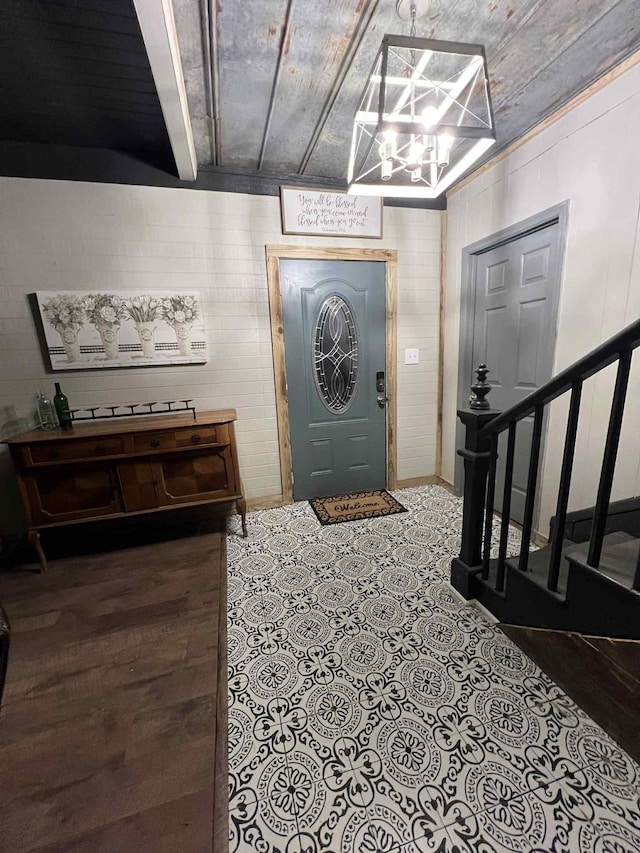2016 Tennessee St, Westpoint, TN 38486 - foyer entrance with a chandelier and stairs
