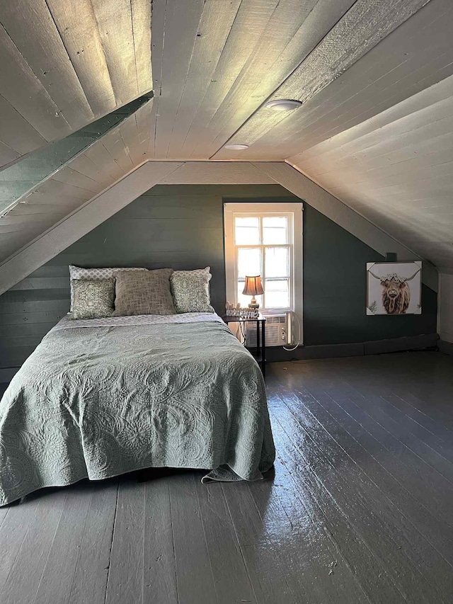 2016 Tennessee St, Westpoint, TN 38486 - bedroom with wooden ceiling, wood-type flooring, vaulted ceiling, and cooling unit