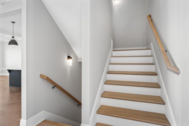 129 Barlow Dr, Franklin, TN 37064 - stairs featuring wood finished floors and baseboards