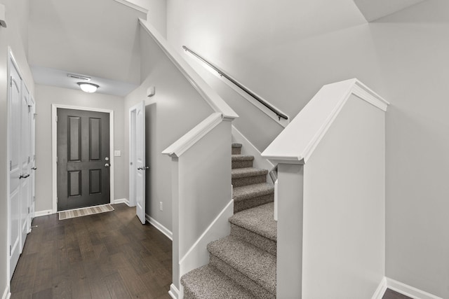 5538 Hamilton Cir, Antioch, TN 37013 - entryway with dark wood-style flooring and stairs