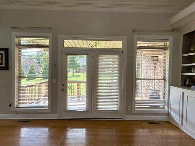 1413 Station Four Ln, Old Hickory, TN 37138 - entryway featuring ornamental molding, light wood-type flooring, and built in shelves