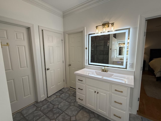 1413 Station Four Ln, Old Hickory, TN 37138 - full bath with vanity, ensuite bathroom, crown molding, and tiled shower